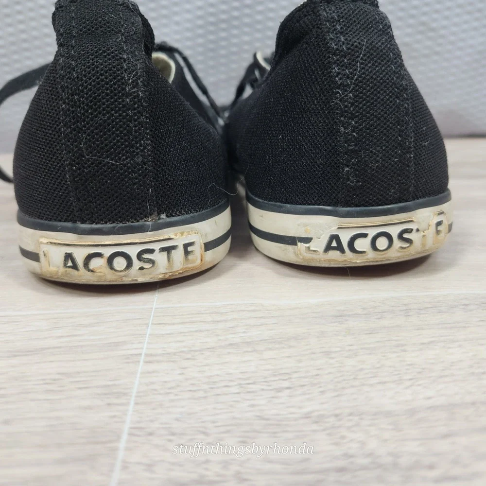 LACOSTE Low Top‎ Men's Lace Up Black Sneakers Trainer Shoes Size 11 Retro Preppy